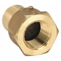 Low-lead cast bronze sweat fitting adapter with cup x FNPT connections. Joins 1-inch CTS copper tube to 3/4-inch female NPT threaded pipe. Used in potable water, HVAC, and plumbing systems for transitioning from solder to threaded connections