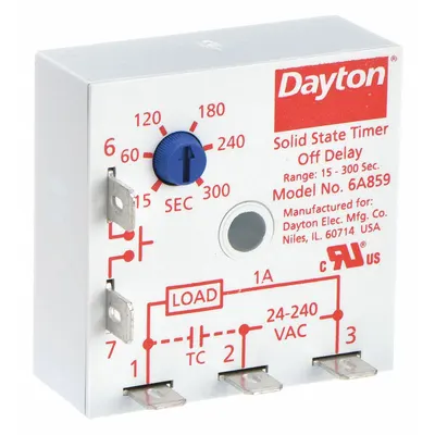 Dayton Single Function Encapsulated Timing Relay: Surface Relay Mounting - Surface-Mounted Relays