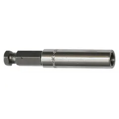 Power tool bit holder with magnetic tip for 5/16 in hex-shank bits. Hex shank design ensures secure fit in power tool chucks. Suitable for fastening tasks in assembly and maintenance applications.