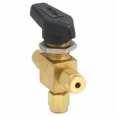 Parker Manual Three-Way Ball Valve: 1/8 in, Brass, L Flow - L-Port Brass Ball Valves