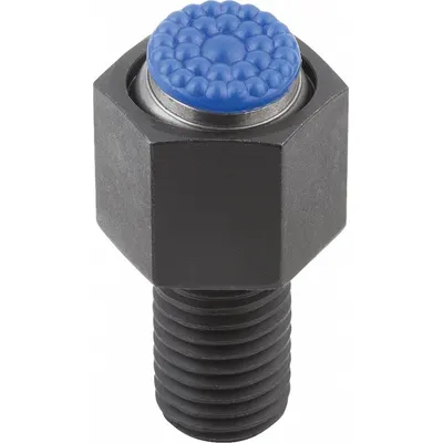 KIPP Threaded Gripper w/Polyurethane Pad: M16, 80 mm Thread Lg, 16 mm Pad Dia - Threaded Grippers with Polyurethane Pad