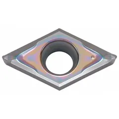 Diamond indexable turning insert for precision machining of non-ferrous materials such as aluminum, copper, and plastics. Designed for fine finishing cuts in turning, boring, and facing operations on CNC lathes, delivering high surface finish and wear resistance.