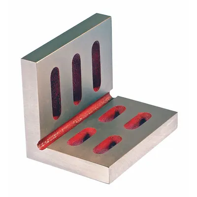 SUBURBAN Angle Plate: Cast Iron, 12 in L x 8 in W x 9 in H, 0.002 in Square & Parallel - Slotted Cast Iron Angle Plates