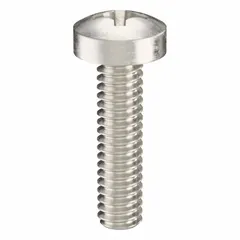 Pan head machine screws with M2x0.40 thread, 8 mm length, made from 18-8 stainless steel with plain finish. Phillips drive with #1 drive size. Suitable for fastening components into tapped holes or with nuts in machinery, electrical enclosures, and instrumentation. Supplied in a 100-piece pack.