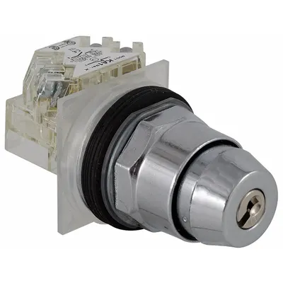 SCHNEIDER Selector Switch: 3 Position, 30 mm Panel Mounting Size, SPDT - Panel-Mounted Key Switches with Contacts