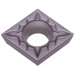 Diamond indexable turning insert for precision finishing of non-ferrous materials such as aluminum, copper, and plastics. Used in turning, boring, and facing operations to achieve superior surface finish and extended tool life.