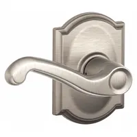 This SCHLAGE passage lever lockset is designed for interior doors that do not require locking, such as hall or closet doors. It features a Flair style with a satin nickel-plated brass finish and clear coat. The lockset is ADA compliant and carries ANSI function code F75