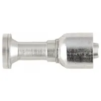 Steel straight crimp fitting with flange x crimp connection for -16 hose dash size. Male x genderless gender, 0.511"-27 thread. Used in hydraulic systems to connect hoses to flanged ports