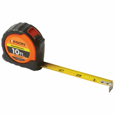 KESON Tape Measure: Nonmagnetic Single Hook Tip, 10 ft - Standard (Inch) Tape Measures