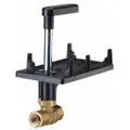 2-way ball valve with 1/2 in female NPT connections, designed for water media in hydronic systems. Features a stainless steel ball and brass body, with 1 CV flow and 200 psi close-off. Supplied without actuator.