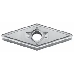 Diamond indexable turning insert for precision machining of non-ferrous materials. Used in turning operations to achieve high surface finish and extended tool life in applications such as automotive, aerospace, and general manufacturing.