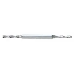 Double-end high-speed steel square end mill with 7/64" mill diameter, 9/32" length of cut, and 2-5/8" overall length. Two-flute design for efficient chip evacuation in general-purpose milling, slotting, and profiling operations on ferrous and non-ferrous materials.