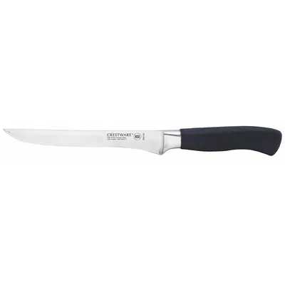 CRESTWARE Boning Knife: Straight, 6 in Overall Lg, Steel Blade, Santoprene Handle - Boning Knives