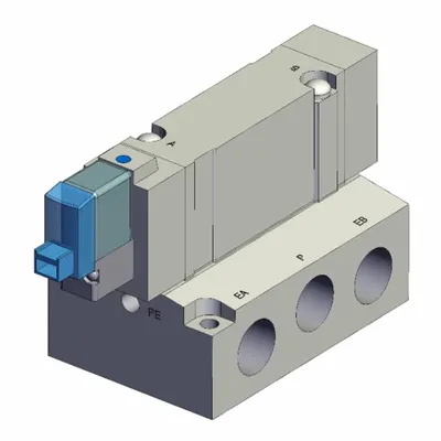 SMC Solenoid Valve: SY7000 Series, Single Solenoid, Five-Way / Two-Position - SMC SY Series Directional Control Valves