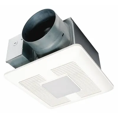 PANASONIC Bathroom Fan: Ceiling, 110 cfm_130 cfm_150 cfm Max, 0.5 sones, 1 Speed - Bathroom Exhaust Fans with Light