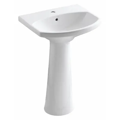 KOHLER Bathroom Sink: Vitreous China, White, Oval, 34 1/2 in Overall Ht - Pedestal Bathroom Sinks Without Faucets