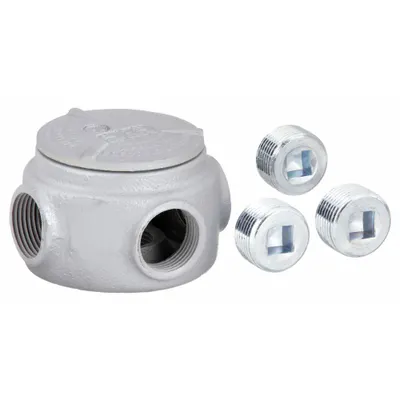 APPLETON ELECTRIC Conduit Outlet Body: Iron, GRJS, 3/4 in Trade Size, XAT Body - X, XAT and XTF Round Body - Cross Type