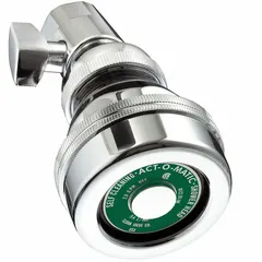 Single-pattern fixed showerhead from the Act-O-Matic series. Constructed of brass with a polished chrome finish. Fixed flow rate of 2 gpm. Suitable for use in commercial and institutional facilities such as hotels, hospitals, and schools.