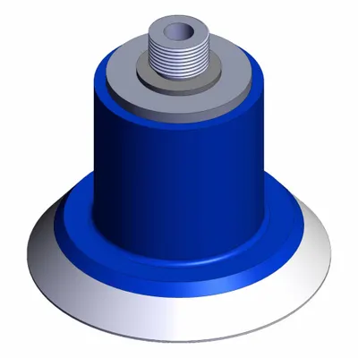 SMC Vertical Vacuum Inlet: Flat, M5 x 0.8 Vacuum Port, 25 mm Pad Dia - Flat Type Food-Safe Film & Paper Vacuum Pad Assemblies