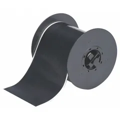 Thermal transfer continuous label roll for industrial identification. Polyester material with black gloss finish, rated for outdoor use. Compatible with Brady S3100 printer series. Suitable for labeling equipment, pipes, and safety signage.