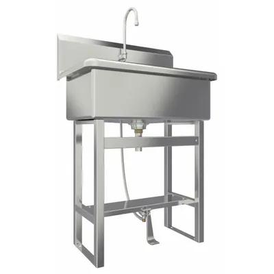 SANI-LAV Scrub Sink: 45 1/2 in Overall Ht, 28 in Bowl Lg, 10 1/2 in Bowl Dp - One-Station Freestanding Hand Sinks with Faucets