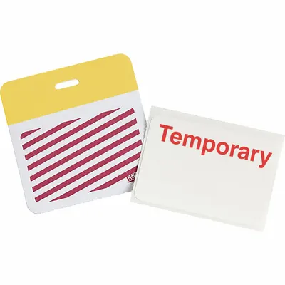 BRADY Clip-On ID Badge, Vinyl, White, 2x3 in, Yellow Legend, 500 Pack - Clip-On ID Badges