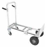 DAYTON Convertible Hand Truck: 500 lb, Dual-Handle, Silver, Aluminum, Pneumatic, 52 in Handle Ht