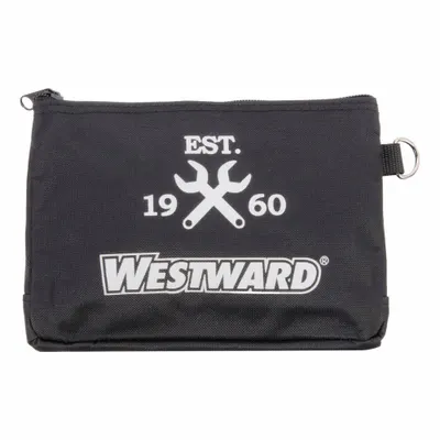 WESTWARD Tool Bag Set: 9 in W x 1 in D x 6 in H, Black, Polyester, 3 Inside Pockets - Polyester Flat Zippered Tool Bag Sets