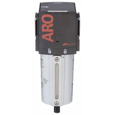 ARO Compressed Air Filter: Particulate, 3/8 in NPT, 5 micron, 156 cfm, 250 psi Max Op Pressure - ARO FRL Air Filters