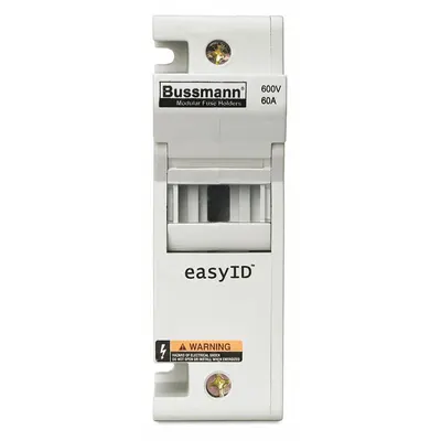 BUSSMANN Fuse Block: Finger-Safe, 2 Pole, 600 V AC, DIN Rail Mounting - UL Class J Fuse Blocks