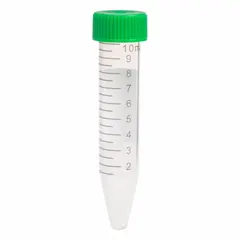 APPROVED VENDOR 229493 Polypropylene Centrifuge Tube, 10 mL, Conical Bottom, Graduated, with Green HDPE Cap