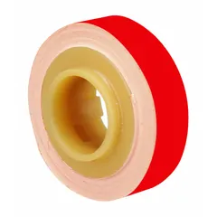 Red polyester film replacement roll for wire marker dispensers. Blank legend tape for custom labeling. Rated for -40°F to 250°F. 50-pack. Suitable for industrial electrical wiring identification and cable marking.