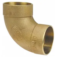 This bronze sweat fitting elbow is used in drain, waste and vent (DWV) systems to connect copper or bronze tubing at a 90-degree angle. It features a cup x FTG configuration with 4-inch CTS connections and requires soldering for installation