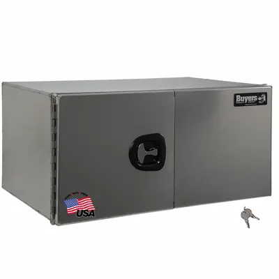 BUYERS PRODUCTS Double Barn-Door Box, 18 in Depth, Silver, Keyed Lock - Double Barn-Door Boxes