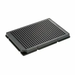 This 384-well microplate is made of black polystyrene with square wells, each having a 0.112 mL capacity and an 85 mm diameter. It is non-sterile and not RNase/DNase free. Suitable for high-throughput screening, sample storage, and assay development in laboratory settings.