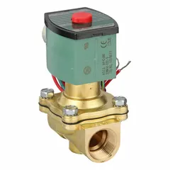 This 2-way/2-position normally open solenoid valve features a 3/4 in pipe size and 110V AC coil. Its watertight enclosure and FKM seal make it suitable for controlling fluid flow in wet or corrosive environments. Typical applications include process control, water treatment, and combustion systems.