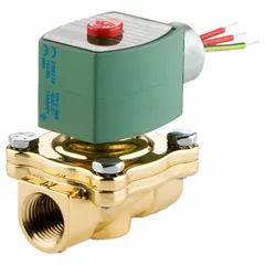 2-way/2-position normally open solenoid valve with 2 in pipe size and 110V AC coil (120/60, 110/50). Watertight, high-flow design suitable for fluid control in industrial water, air, and light oil applications.