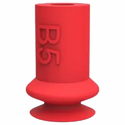 PIAB Vacuum Pad: w/o Adapter, 5.59 mm Pad Dia, Silicone, 50A, Red - Bellows Type Electronics Industry Vacuum Pads
