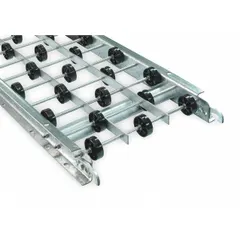 Skate Wheel Conveyor: Light-Duty, Steel, 13 in Between Frame Wd, 15 in Overall Wd, 3 in Axle Spacing (MPN 15X10X90G). Key specifications — Duty Rating: Light-Duty; Load Capacity @ 5 ft. Centers: 260 lb/ft; Maximum Load Capacity: 260 lb/ft (5 ft Supports).