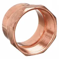 This wrot copper adapter connects 1 1/4 in CTS copper tube to female NPT threaded pipe. It features a cup end for sweat (solder) connection and a female NPT threaded end. Designed for drain, waste, and vent (DWV) systems