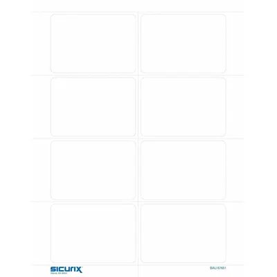 ID Adhesive ID Badges, Paper, White, 2 3/8 in x 3 3/8 in, 200 Pack