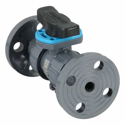 HAYWARD FLOW CONTROL Manual Two-Way Ball Valve: 1/2 in, PVC, Straight, Class 150 Flange - Vented-Ball PVC Ball Valves