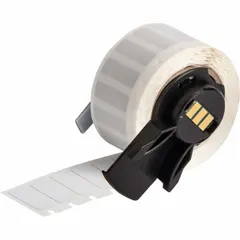 This precut label roll from Brady is made of polyimide with a white matte finish. Each label measures 1/4 in by 3/4 in and is rated for temperatures from -94°F to 572°F. Designed for use with the BMP71 printer and Media Adapter, it is suitable for industrial identification and asset tracking in high-temperature environments such as electrical panels, machinery, and laboratory equipment.