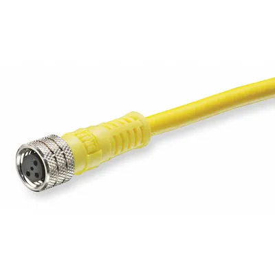 BRAD HARRISON Cordset: M8 Female Straight X Bare Wire, 3 Pins, Yellow, PVC, 2 m Cable Lg - Single-Ended Cordsets with PVC Jacket for Flexing Applications
