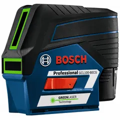 Green-beam cross-line and dot laser level projecting 2 lines and 2 dots. Electronic self-leveling with ±1/8 in @ 30 ft accuracy. Powered by a 12V Max Li-Ion battery. Suitable for alignment tasks such as installing cabinets, shelving, and drop ceilings.