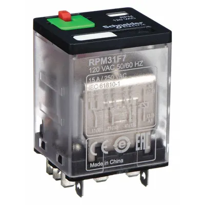 SCHNEIDER General Purpose Relay: Socket Mounted, 15 A Current Rating, 120V AC, 3PDT - Socket-Mounted Relays