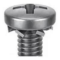 SEMS Screw: External Tooth, M2.5x0.45 Thread Size, 4 mm Lg, Stainless Steel, Passivated, Pan, 25 PK (MPN 1-MPE-2.5-4)