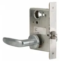 This SCHLAGE passage lever lockset is designed for interior doors where locking is not required, such as hallways or closets. It features a satin chromium-plated forged brass construction with an L Athens style lever. The lockset is ANSI F01 function and includes a visual indicator showing locked/unlocked status