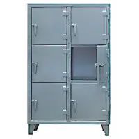 STRONG HOLD Wardrobe Locker: 42 in x 18 in x 68 in, 3 Tiers, 2 Units Wide, 6 Lockers, 18 in x 18 in (MPN 3.55-18-3TMT)