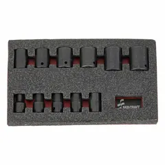 This 11-piece SAE impact socket set features a 1/2 in drive and includes sizes from 3/8" to 1". The friction retention mechanism secures sockets on the anvil during high-torque applications. Suitable for heavy-duty fastening and loosening tasks in automotive repair, industrial maintenance, and assembly.